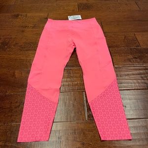 NWT Zyia activewear size 12 Neon coral pink flowers Luxe
